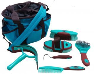 6 Piece Teal Grooming Bag