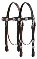 Economy Style Headstall with Silver Engraved Conchos