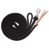 Showman LIME 5/8" x 14' Leather End Nylon Horse Training Lead Rope W/ Brass Snap 