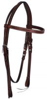 Showman Dark Brown Browband Double Stitched Headstall 