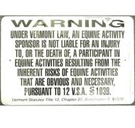 VT Equine Liability Sign